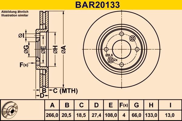 Barum Bremsscheibe CUPRA BAR20133 in Original Qualität