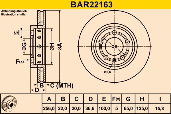 Original Barum Brake rotors BAR22163 for AUDI A3