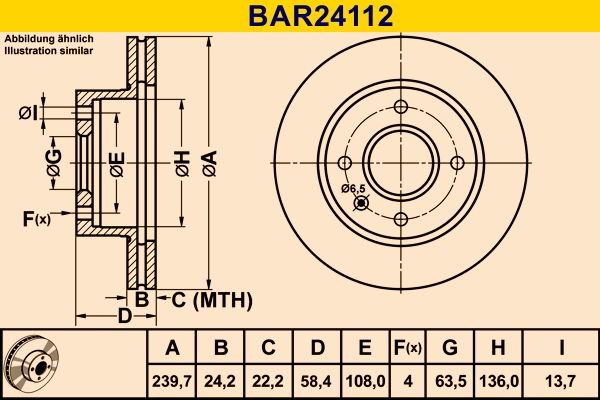 Barum BAR24112 Brake disc 1 629 483