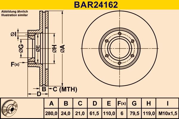 Original Barum Brake rotors BAR24162 for RENAULT MASTER