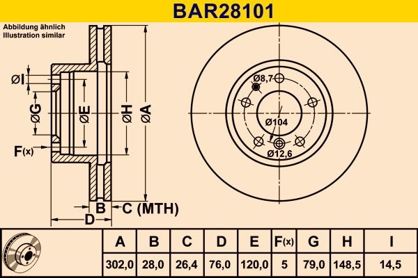 Barum BAR28101 Brake disc 34.11.1.159.896