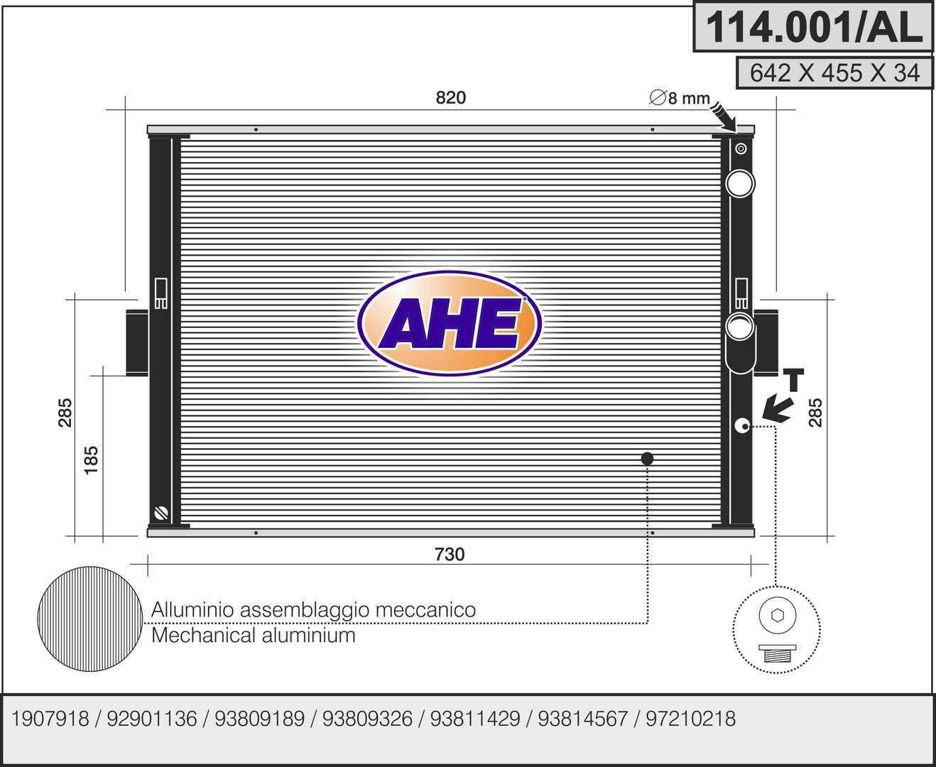 AHE 114.001AL Engine radiator 9381 4567