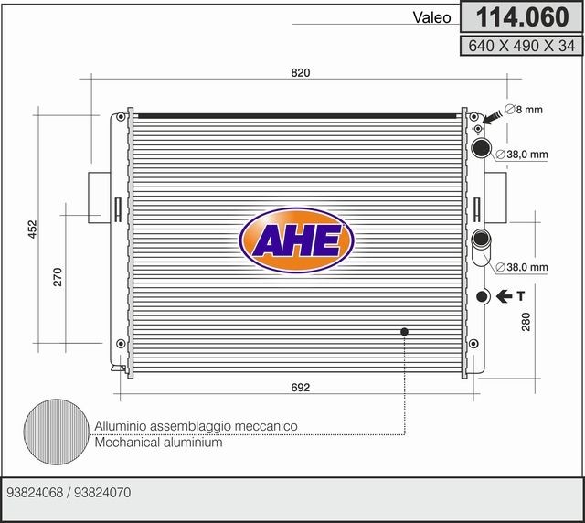 AHE 114.060 Engine radiator 93 824 070