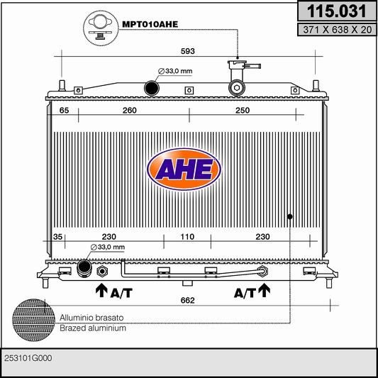 AHE 115.031 Engine radiator 25310-1G050