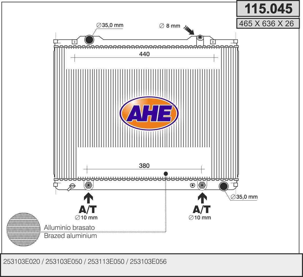 AHE 115.045 Engine radiator 25311-3E050