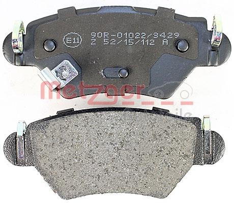 METZGER 1170809 Brake pad set Rear Axle, with acoustic wear warning, with anti-squeak plate