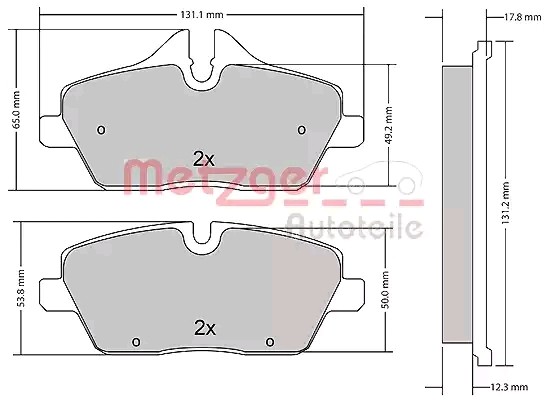 METZGER 1170826 Brake pad set Front Axle, prepared for wear indicator, with anti-squeak plate