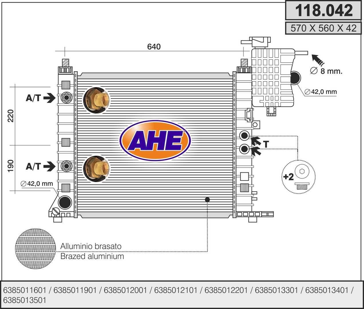 AHE 118.042 Engine radiator 638 501 19 01