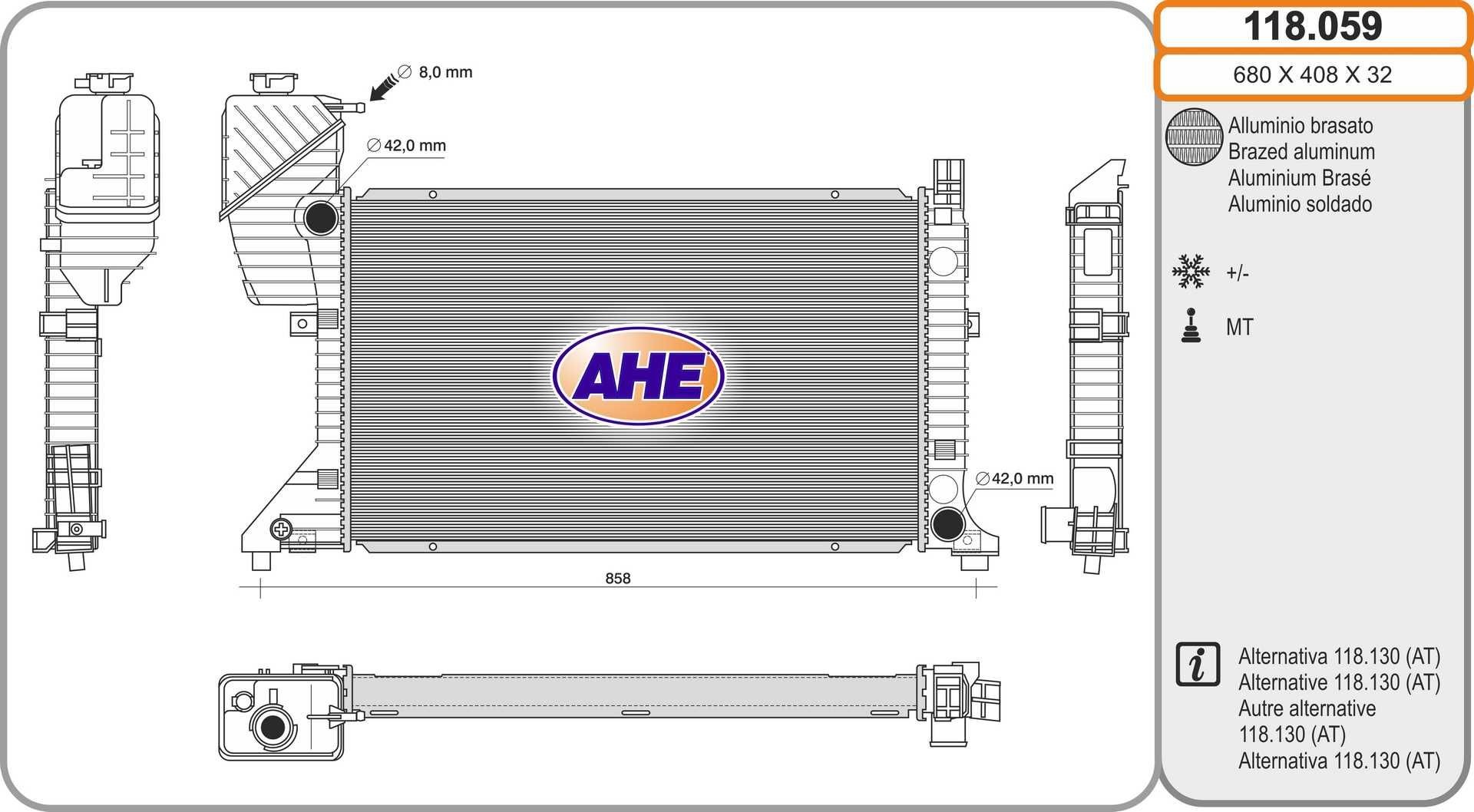 AHE 118.059 Engine radiator A901 500 3100