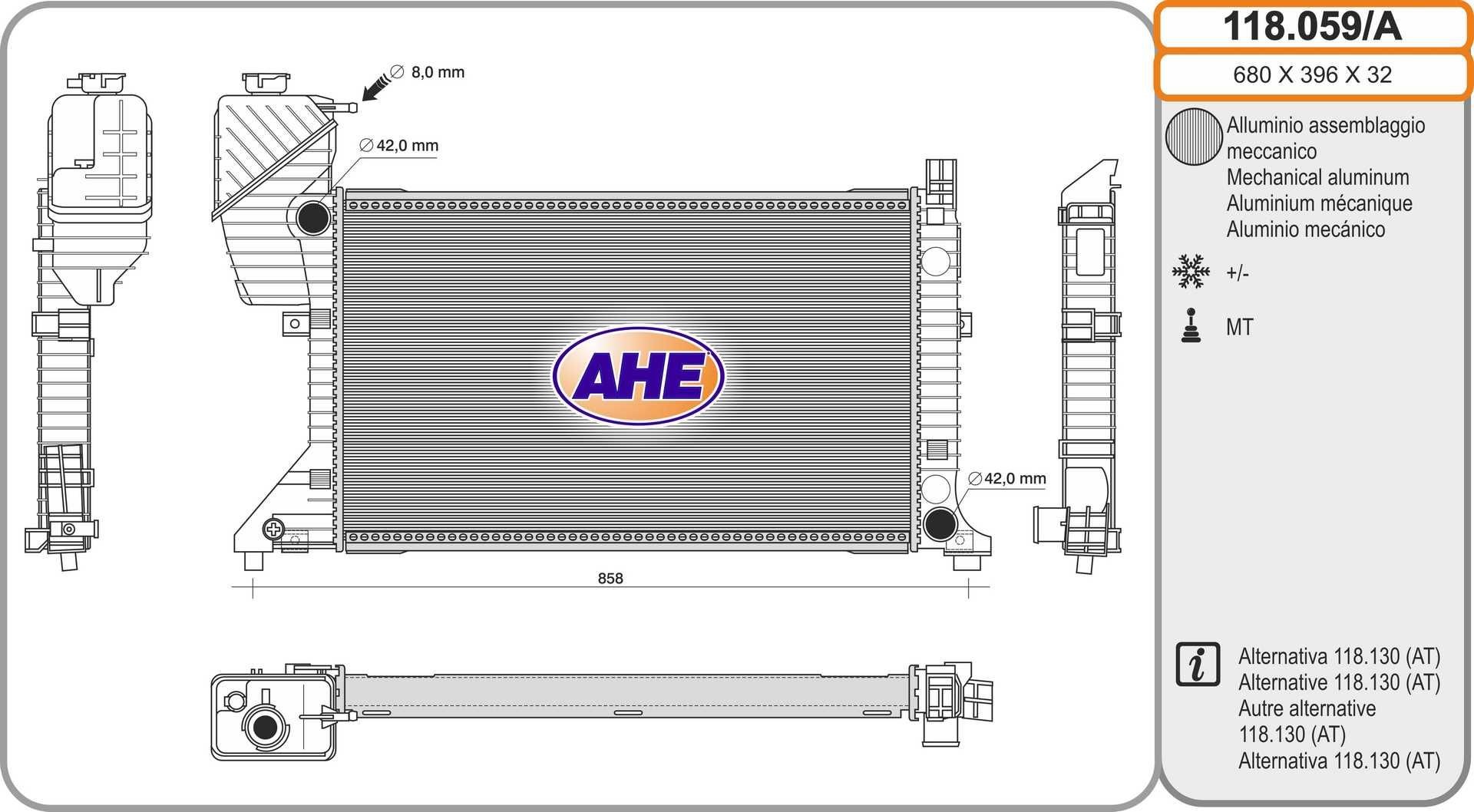 AHE 118.059/A Engine radiator A 901 500 3100
