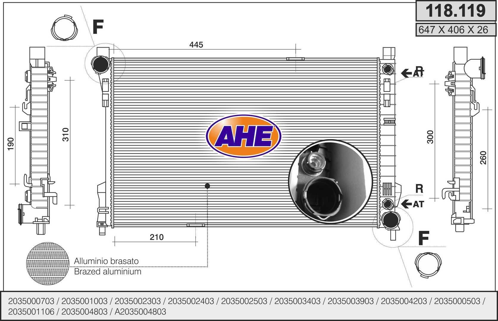 AHE 118.119 Engine radiator 203 500 07 03