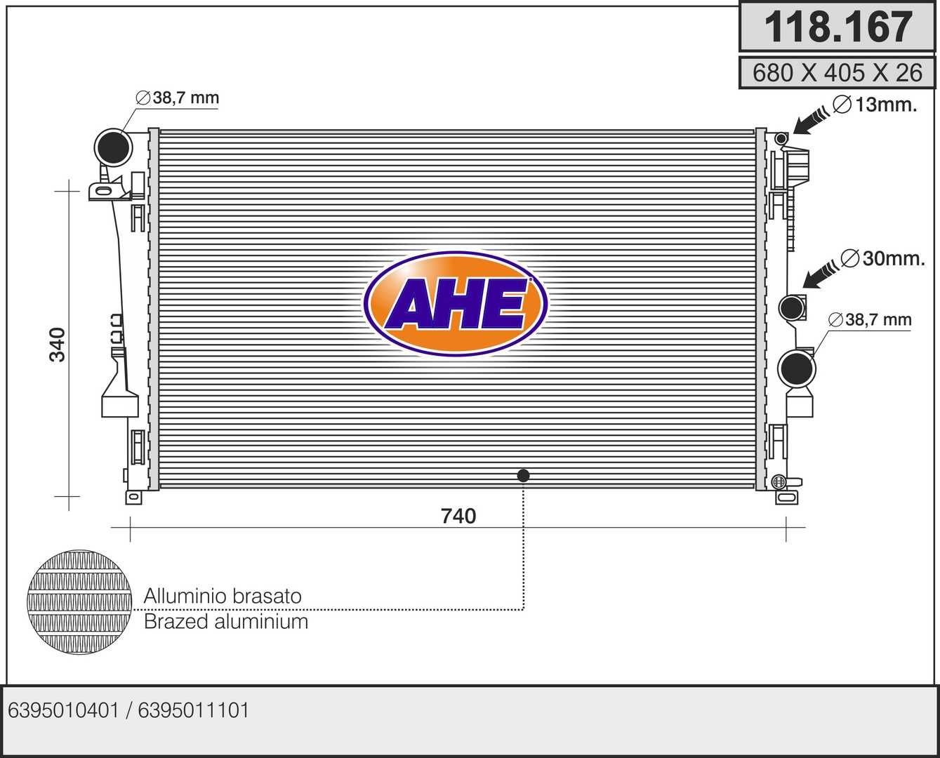 AHE 118.167 Engine radiator 639 501 11 01
