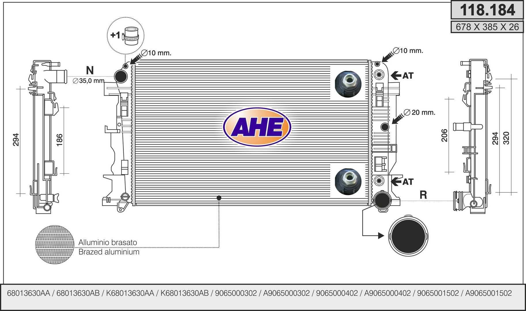 AHE 118.184 Engine radiator A9065000302