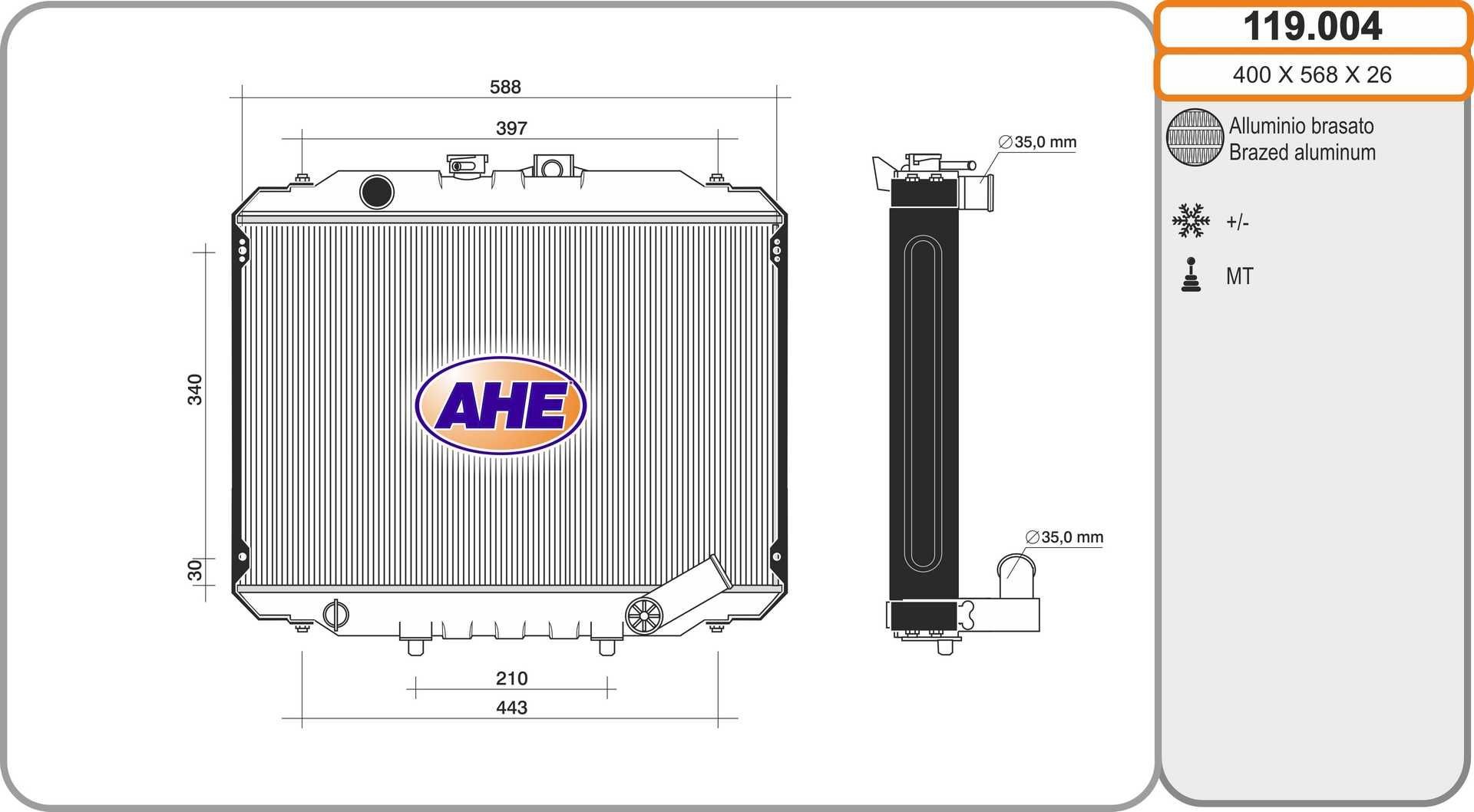 AHE 119.004 Engine radiator MB605252
