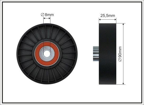 CAFFARO Ø: 90mm Deflection / Guide Pulley, v-ribbed belt 12-54 buy