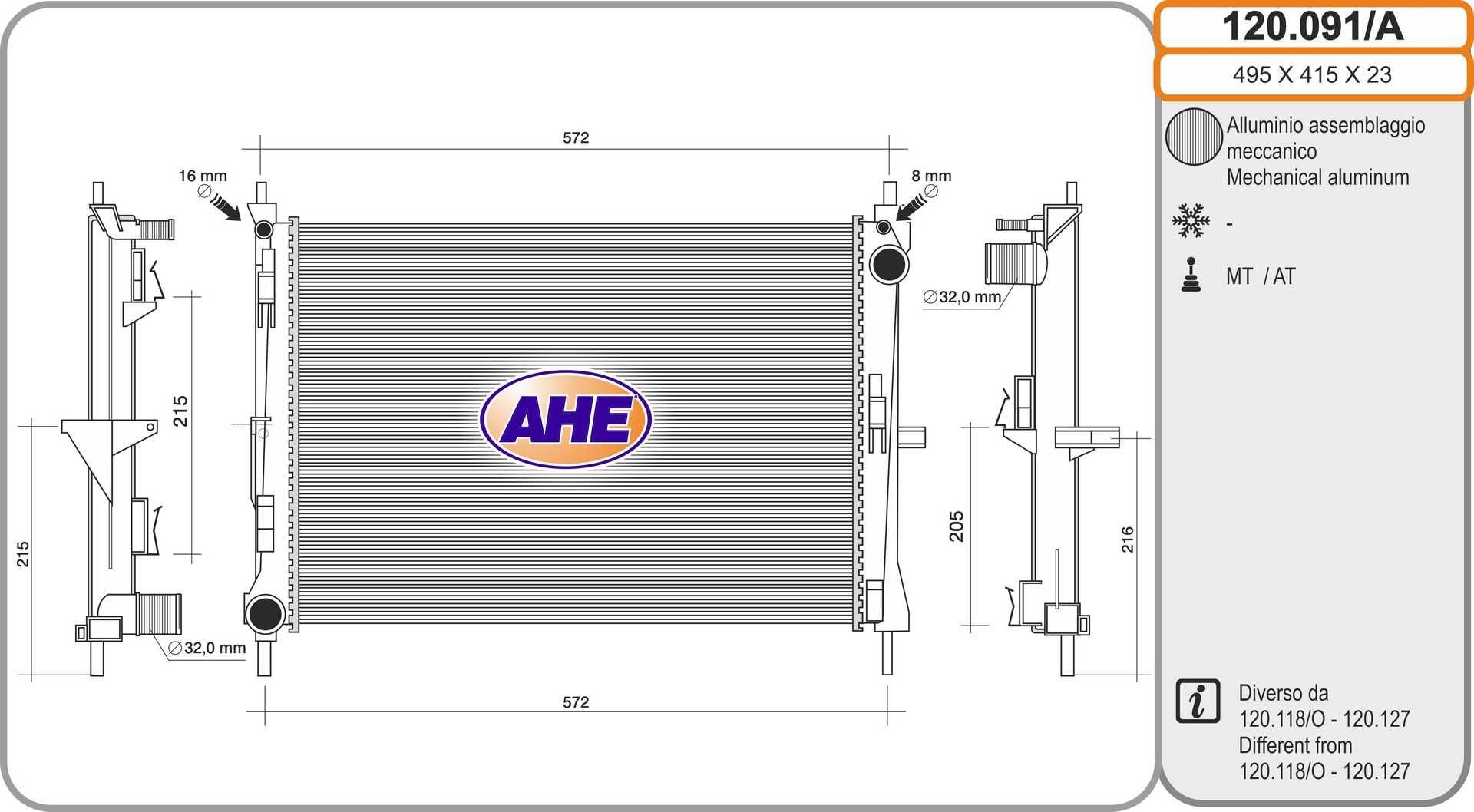AHE 120.091/A Engine radiator 21410AY600