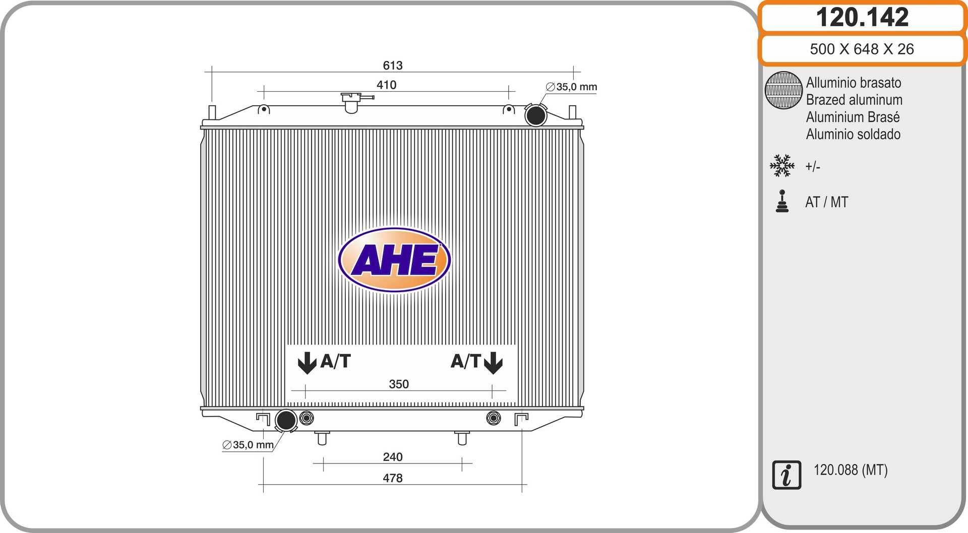 AHE 120.142 Engine radiator 21410-7F400