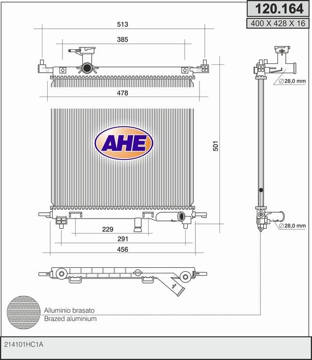 AHE 120.164 Engine radiator 21410-1HC1A