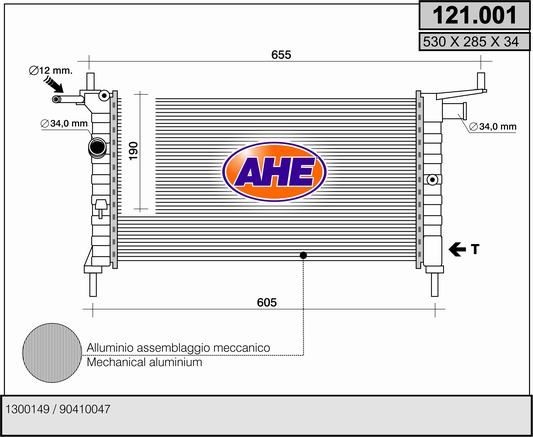 AHE 121.001 Engine radiator 1300 149