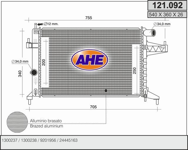 AHE 121.092 Engine radiator 24445163