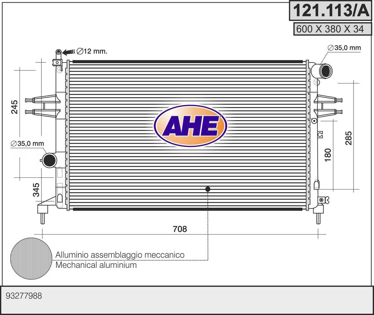 AHE 121.113/A Engine radiator 13 00 214
