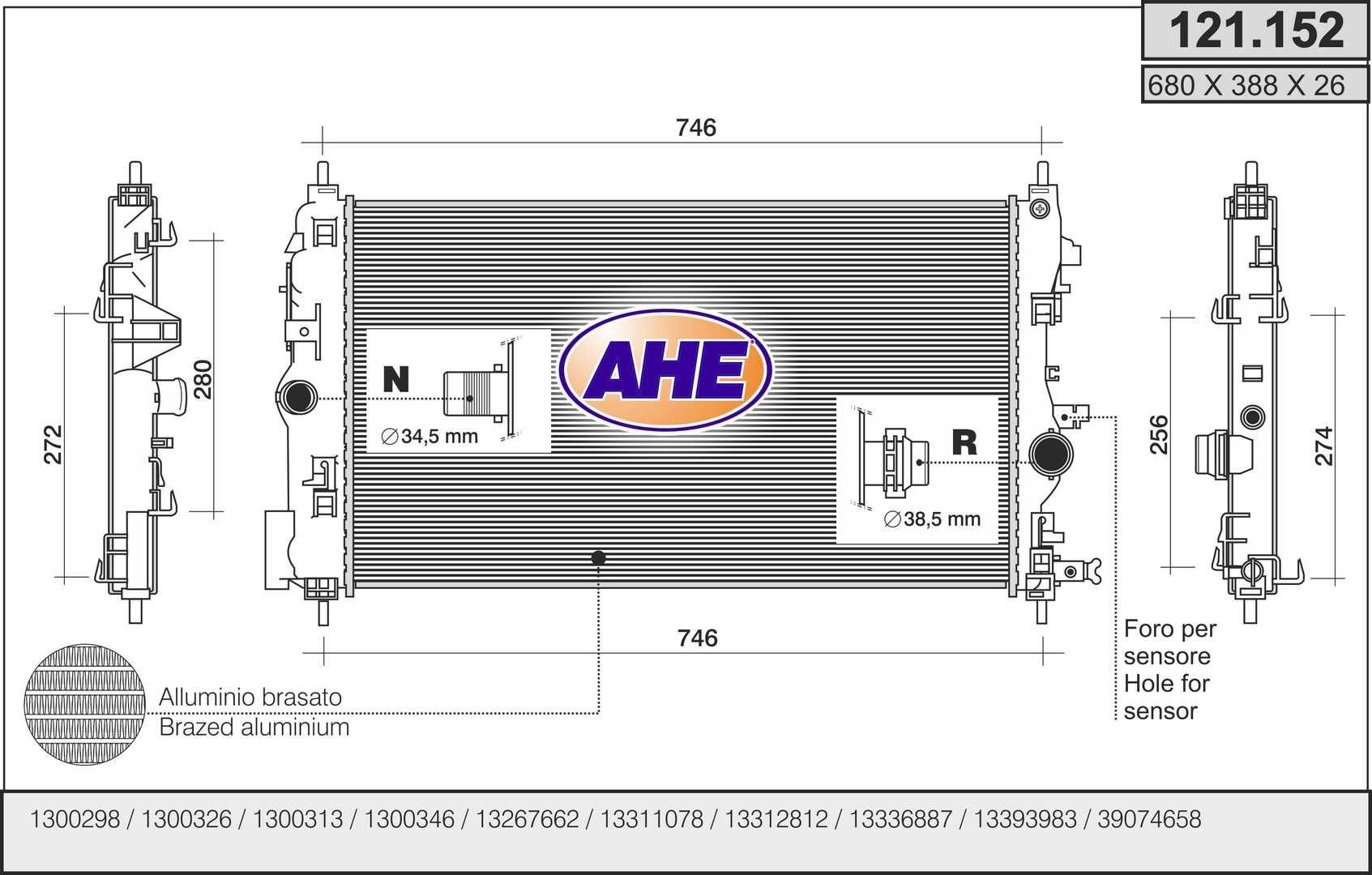AHE 121152 Radiators OPEL Astra J Box Body / Estate (P10) 2.0 CDTi 165 hp Diesel 2014 price