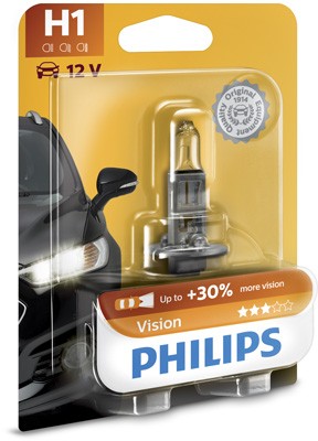 PHILIPS H1 Main beam bulb H1 12V 55W P14.5s, 3200K, Halogen, Vision