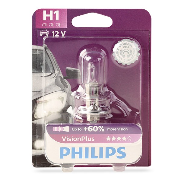 PHILIPS VisionPlus 12258VPB1 Bulb, spotlight H1 12V 55W P14.5s, 3000K, Halogen