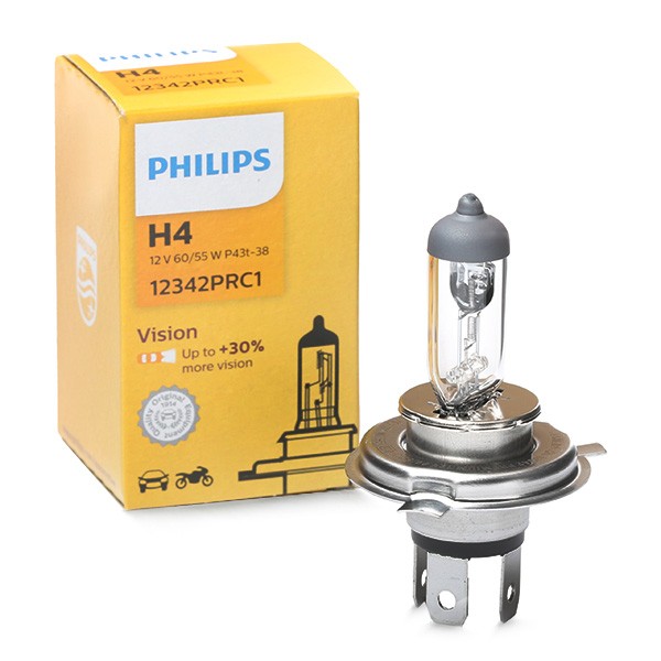 HONDA FX Glühlampe, Fernscheinwerfer H4 12V 60/55W P43t-38, 3200K, Halogen, Vision PHILIPS 12342PRC1