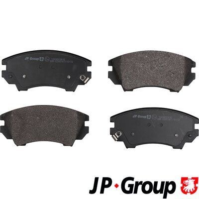 JP GROUP 1263602410 Brake pad set Front Axle, with acoustic wear warning