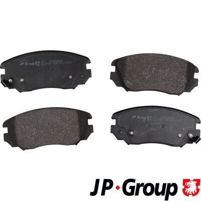 JP GROUP 1263603810 Brake pad set Front Axle, with acoustic wear warning