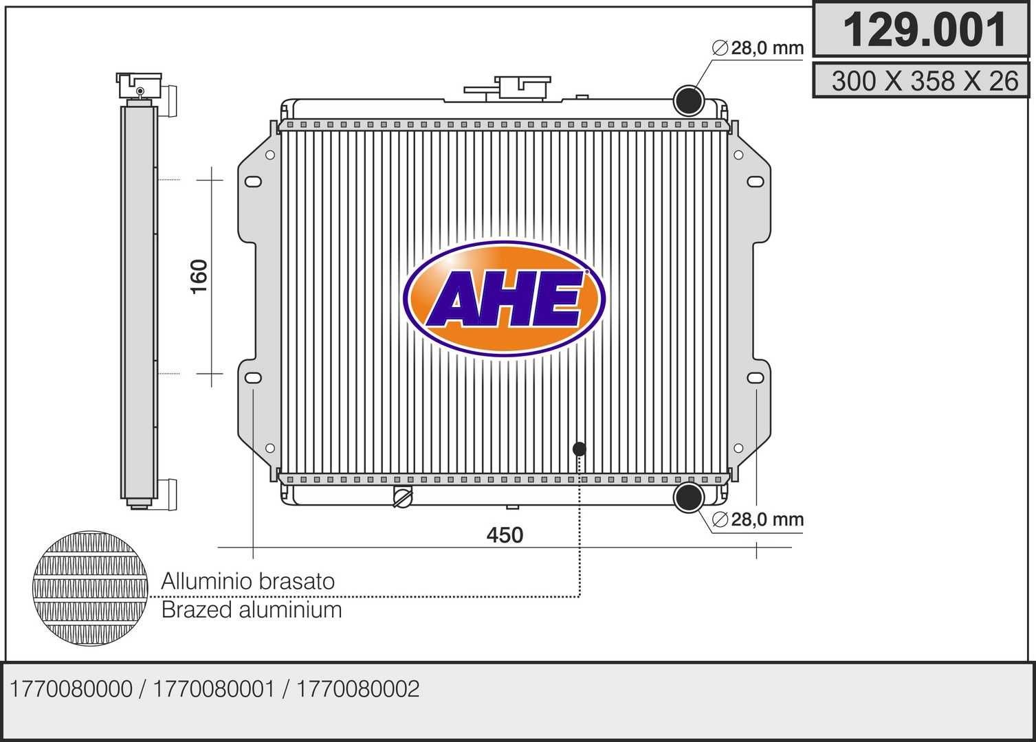 AHE 129.001 Engine radiator 17700-80001