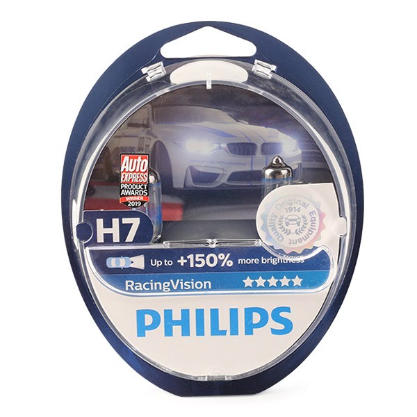 12972RVS2 PHILIPS RacingVision H7 12V 55W PX26d 3500K Halogène Ampoule,  projecteur longue portée