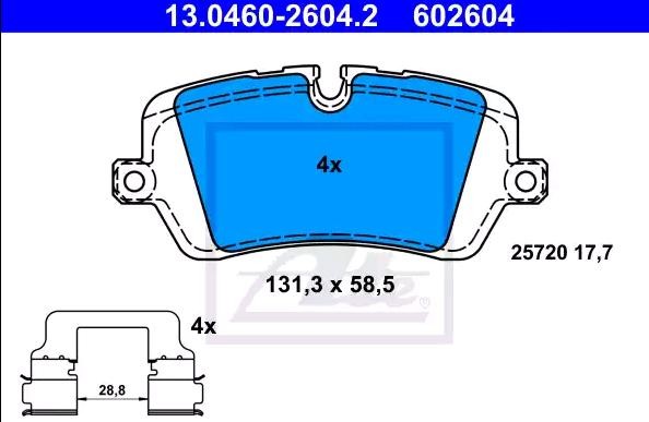 ATE Brake pad kit 13.0460-2604.2 for LAND ROVER RANGE ROVER, DISCOVERY, DEFENDER
