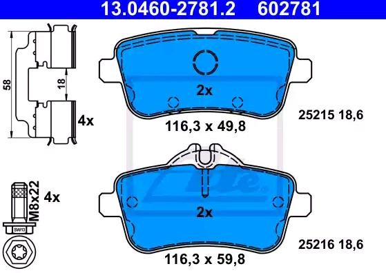 ATE Brake pad kit 13.0460-2781.2 suitable for MERCEDES-BENZ ML-Class, GLE