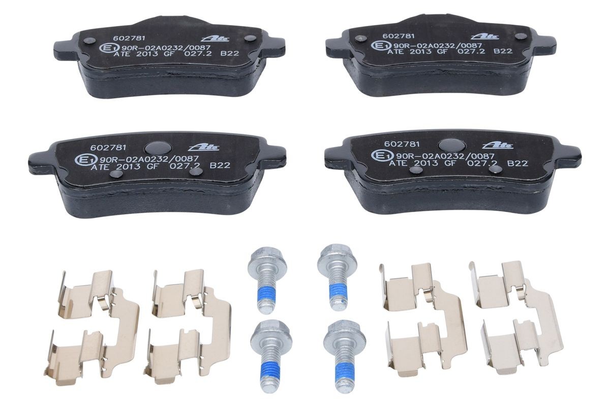 ATE 25216 Disc pads prepared for wear indicator, excl. wear warning contact, with brake caliper screws, with accessories