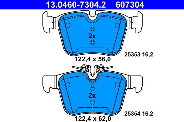 13.0460-7304.2 Set of brake pads 13.0460-7304.2 ATE prepared for wear indicator, excl. wear warning contact