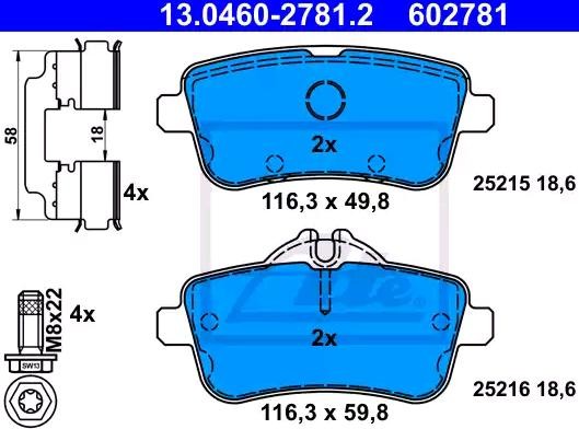 ATE Brake pad kit 13.0470-2781.2 suitable for MERCEDES-BENZ ML-Class, GLE
