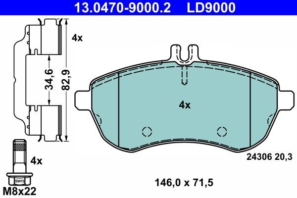 ATE Brake pad set, disc brake LD9000 buy online
