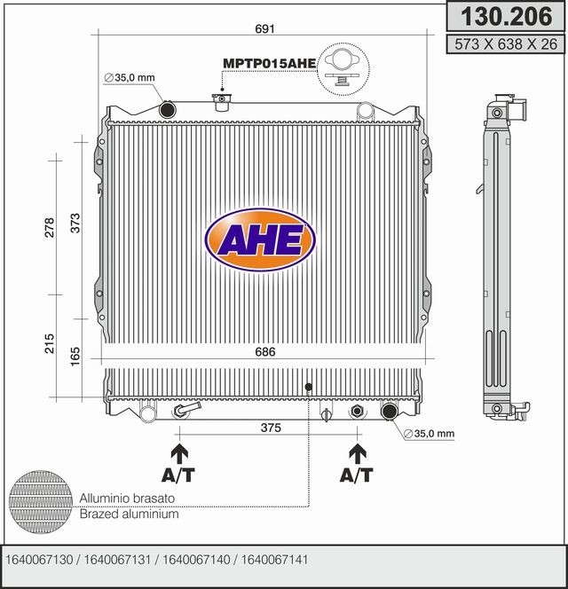 AHE 130.206 Engine radiator 16400-67130