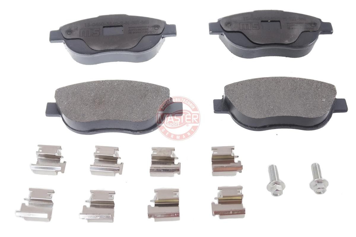 MASTER-SPORT 13046038402N-SET-MS Brake pad set Front Axle, with acoustic wear warning, with anti-squeak plate