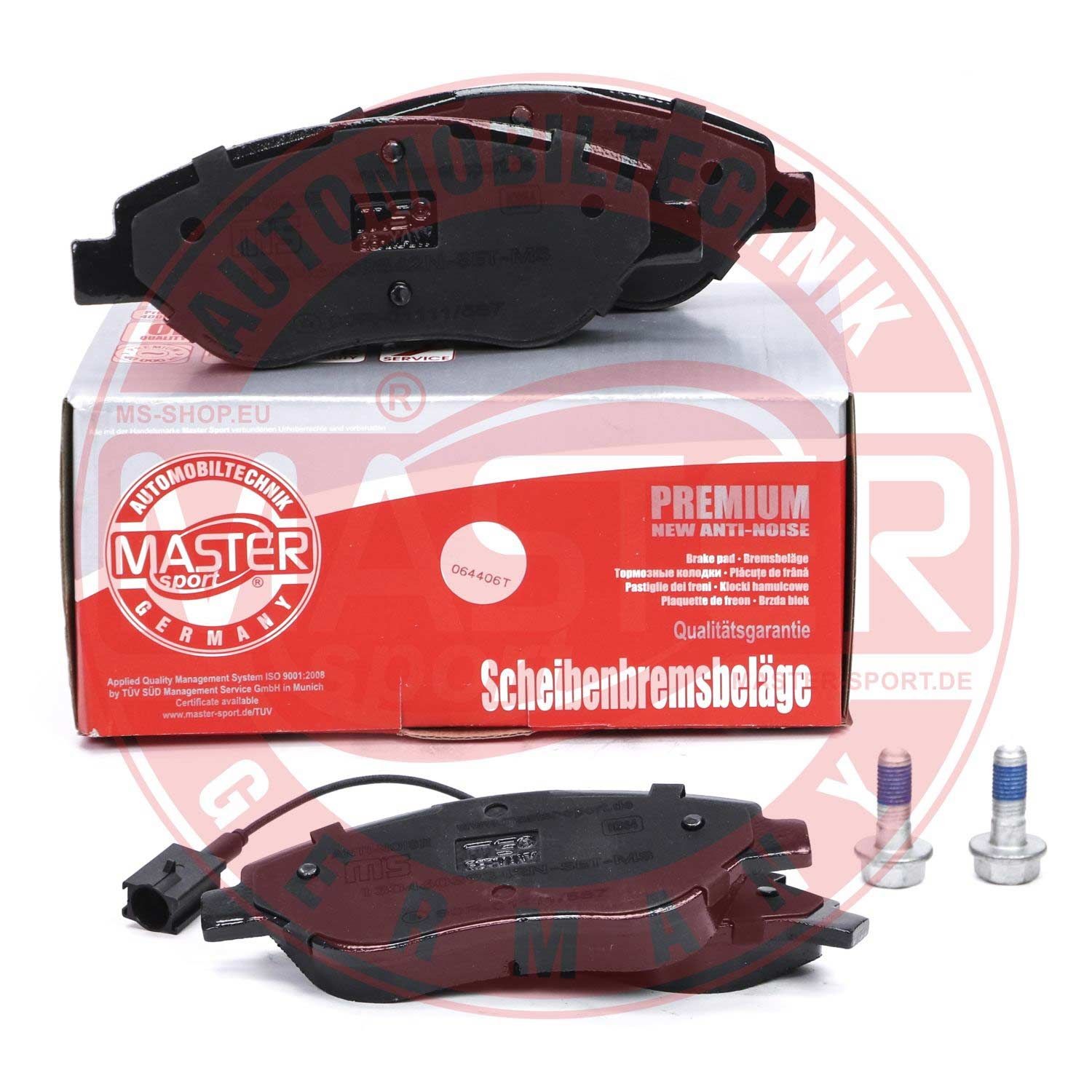13046039842N-SET-MS Set of brake pads 23713 MASTER-SPORT Front Axle, incl. wear warning contact, with anti-squeak plate