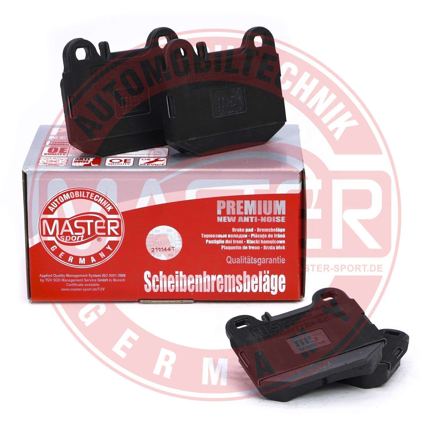 13046049772N-SET-MS Set of brake pads HD236049772 MASTER-SPORT Rear Axle, prepared for wear indicator, excl. wear warning contact, with anti-squeak plate