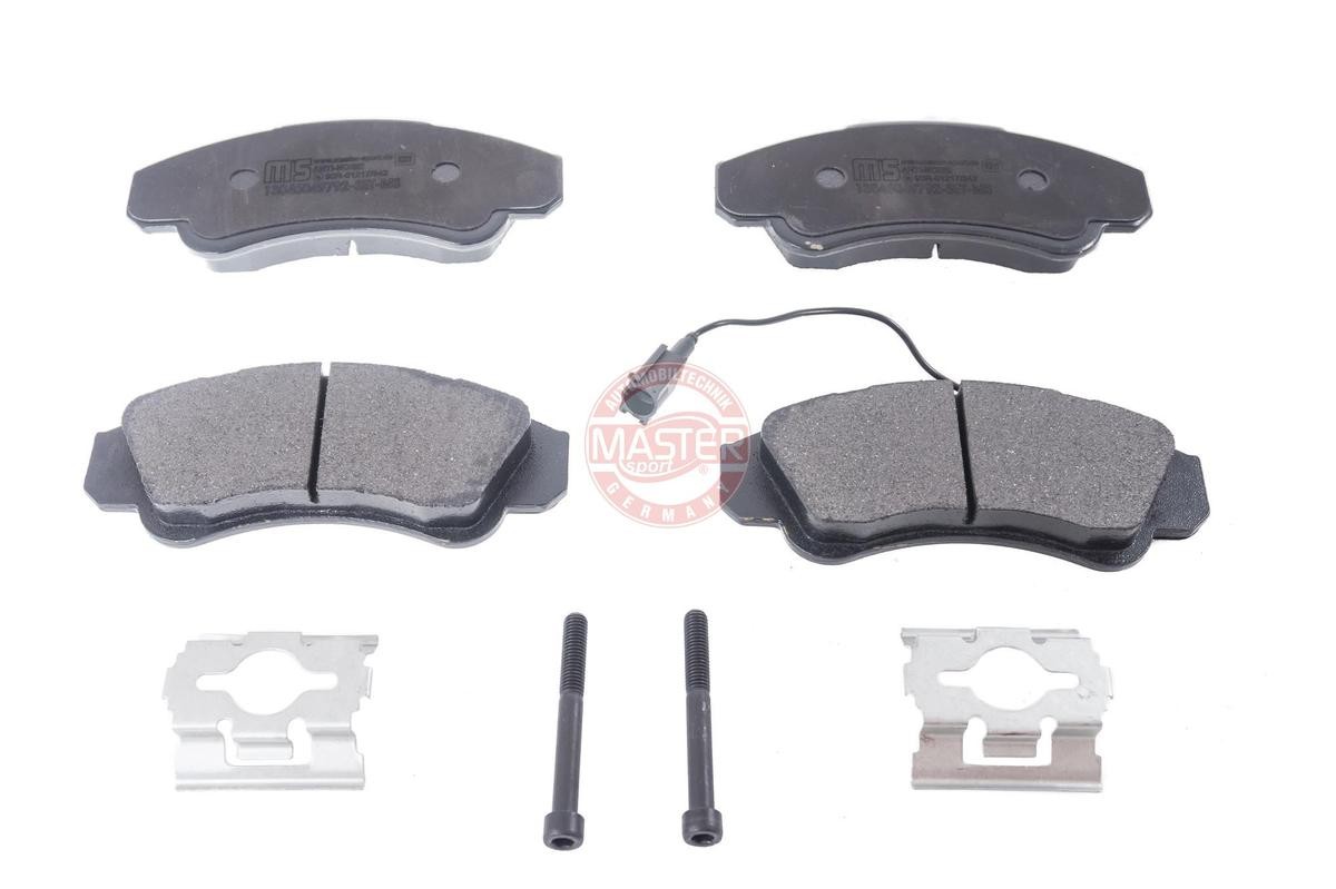 MASTER-SPORT 13046049792N-SET-MS Brake pad set Front Axle, incl. wear warning contact, with anti-squeak plate