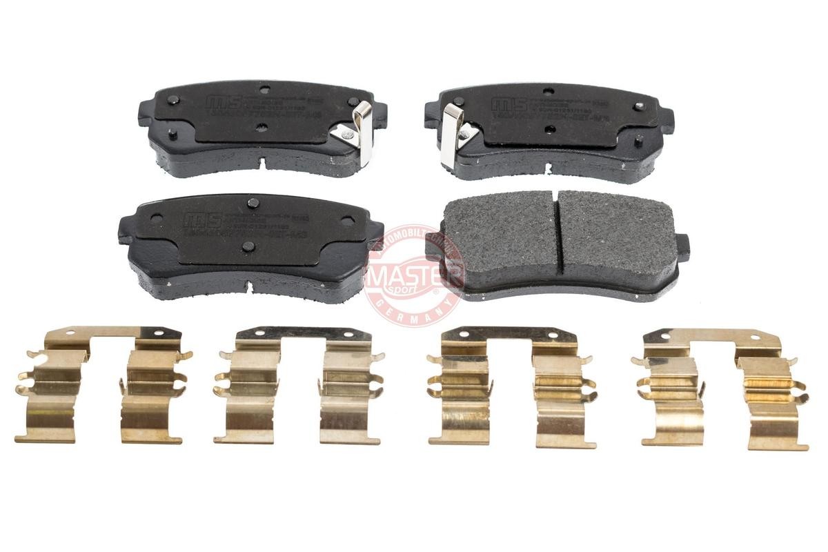 236057752 MASTER-SPORT Rear Axle, with acoustic wear warning, with anti-squeak plate Height: 41mm, Width: 92mm, Thickness: 14,8mm Brake pads 13046057752N-SET-MS buy