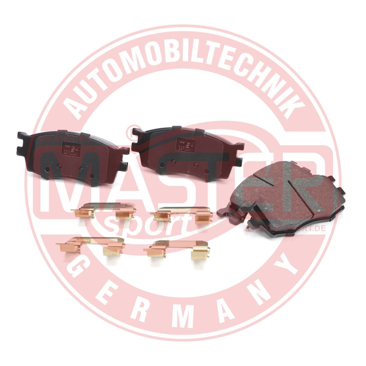 MASTER-SPORT 13046057792N-SET-MS Brake pad set Front Axle, with acoustic wear warning, with anti-squeak plate