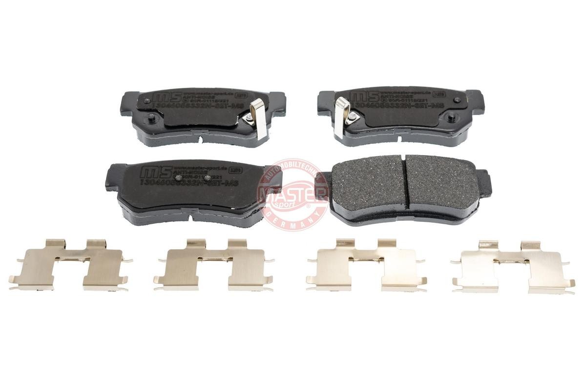 23543 MASTER-SPORT Rear Axle, with acoustic wear warning, with anti-squeak plate Height: 40,9mm, Width: 99mm, Thickness: 14,4mm Brake pads 13046058332N-SET-MS buy