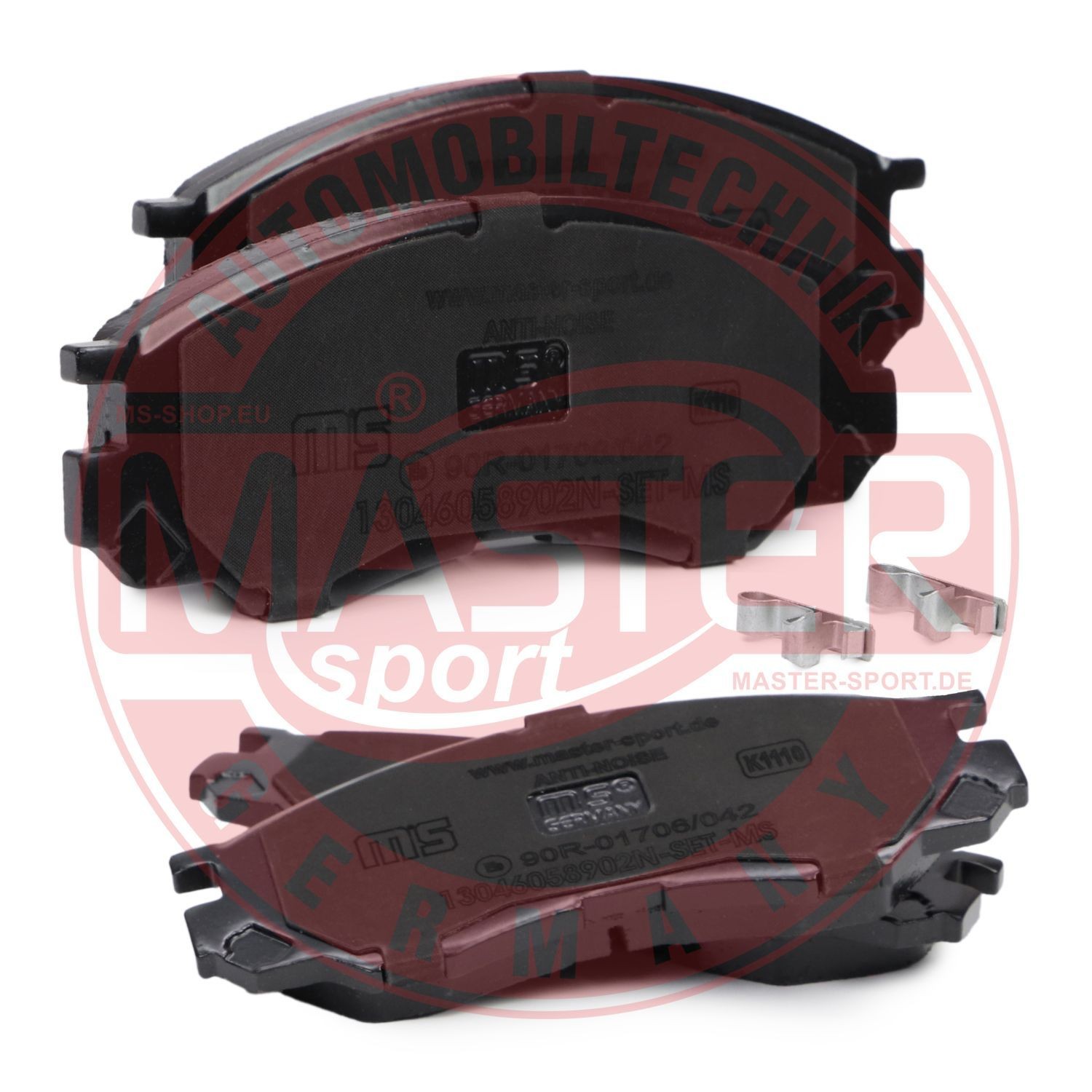 MASTER-SPORT W236058904 Disc pads Front Axle, with acoustic wear warning, with anti-squeak plate