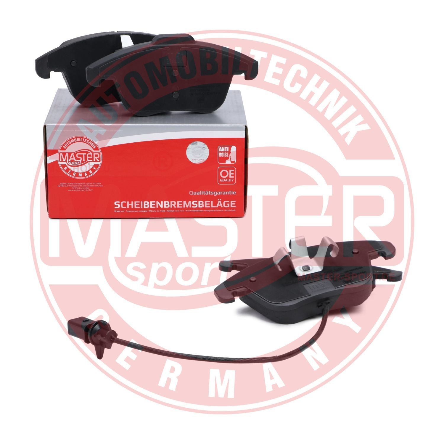 13046072562N-SET-MS Set of brake pads 24707 MASTER-SPORT Front Axle, incl. wear warning contact, with anti-squeak plate