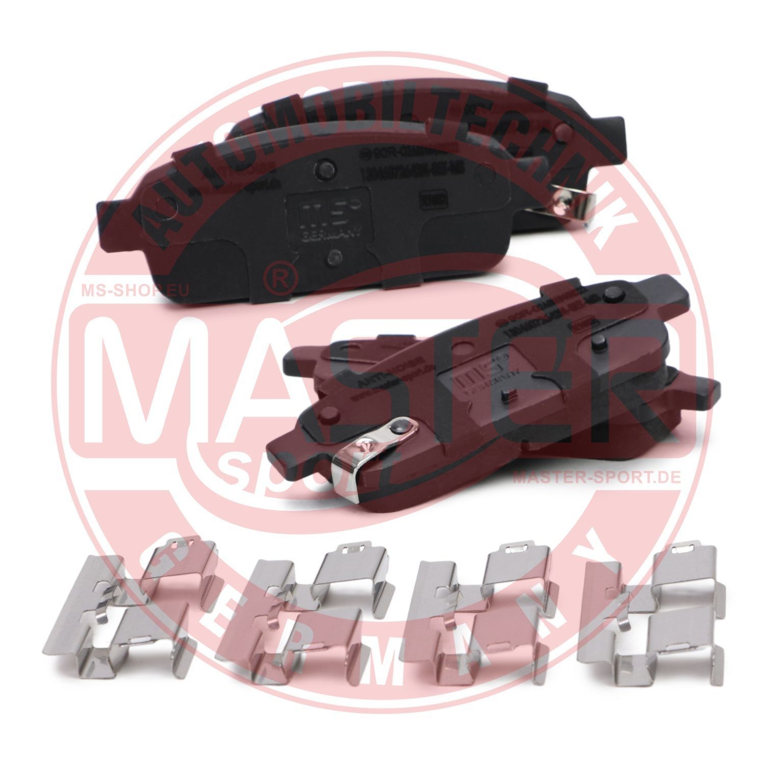 MASTER-SPORT 25097 Disc pads Rear Axle, with acoustic wear warning, with anti-squeak plate